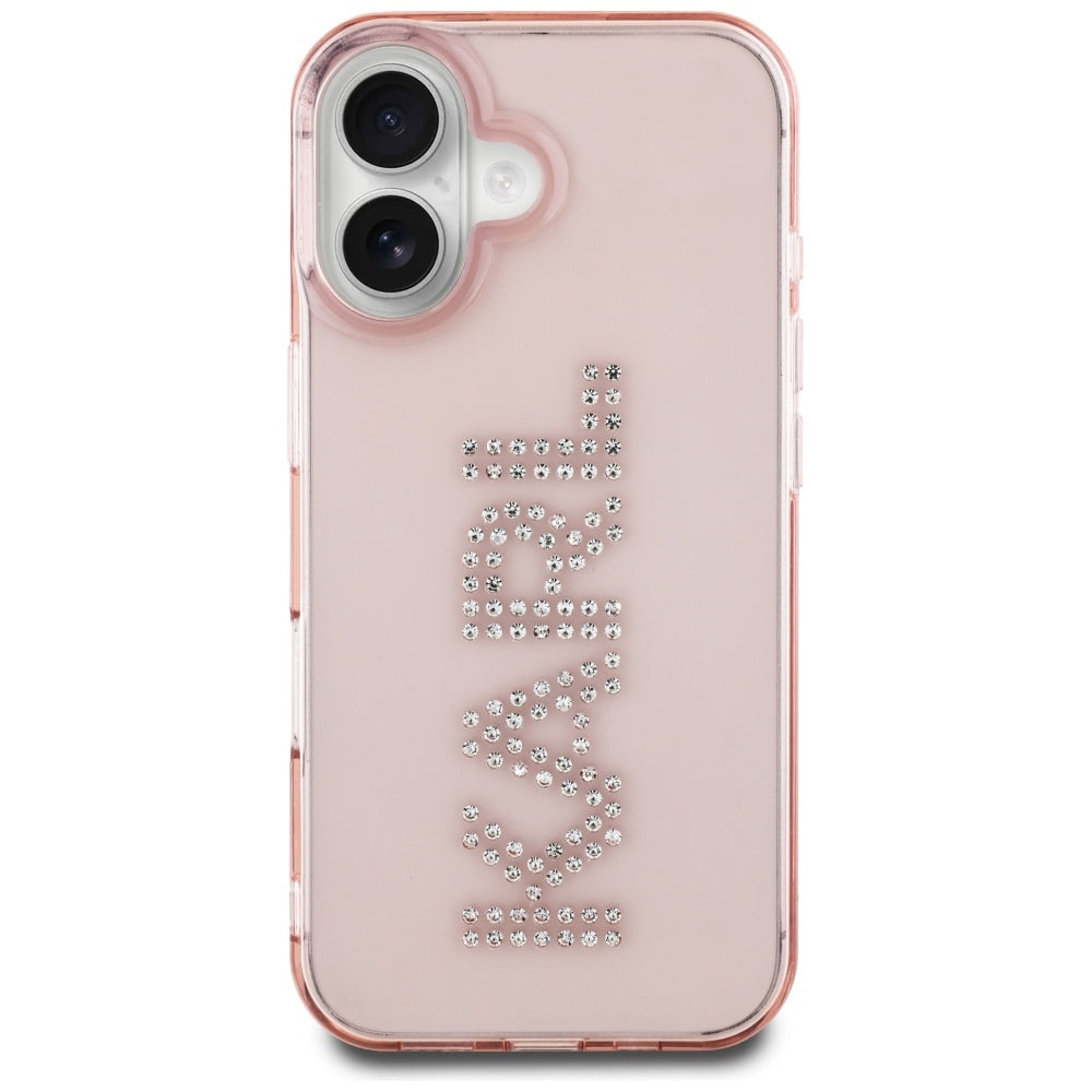Futrola za Apple iPhone 16, Karl Lagerfeld, IML Rhinestones Pink Logo, Roza