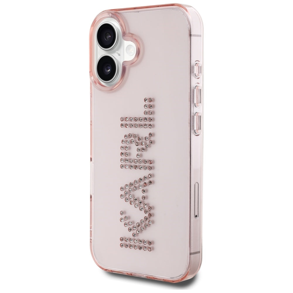 Futrola za Apple iPhone 16, Karl Lagerfeld, IML Rhinestones Pink Logo, Roza