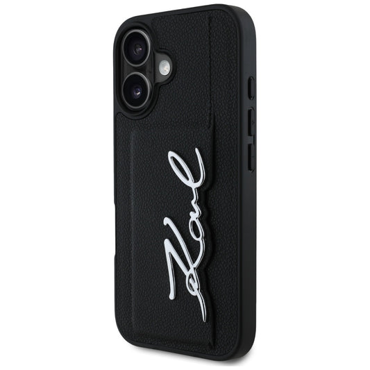 Futrola za Apple iPhone 16, Karl Lagerfeld, Metal Signature, Crna