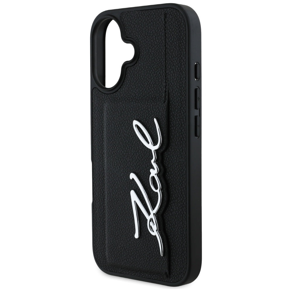 Futrola za Apple iPhone 16, Karl Lagerfeld, Metal Signature, Crna