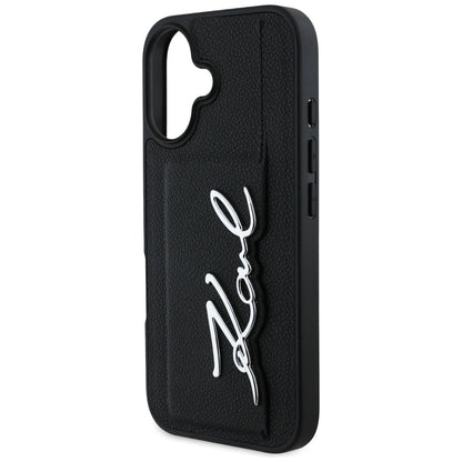 Futrola za Apple iPhone 16, Karl Lagerfeld, Metal Signature, Crna