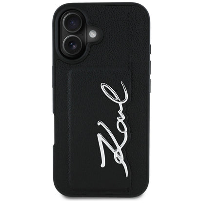 Futrola za Apple iPhone 16, Karl Lagerfeld, Metal Signature, Crna
