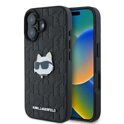 Futrola za Apple iPhone 16, Karl Lagerfeld, Monogram Choupette's Head, Crna