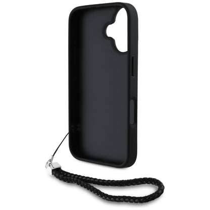 Futrola za Apple iPhone 16, Karl Lagerfeld, Quilted Initial Logo & Chain Strap, Crna