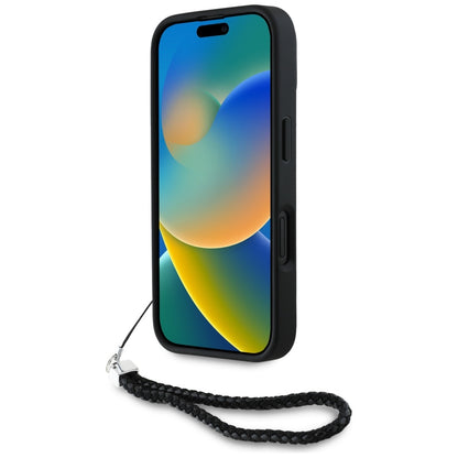 Futrola za Apple iPhone 16, Karl Lagerfeld, Quilted Initial Logo & Chain Strap, Crna