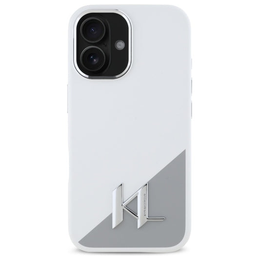 Futrola za Apple iPhone 16, Karl Lagerfeld, Silicone White Shadow Metal Initial, Bijela
