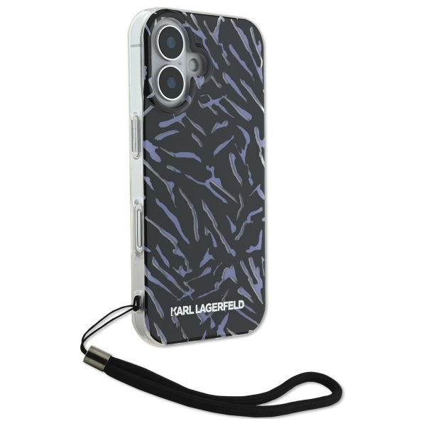 Futrola za Apple iPhone 16, Karl Lagerfeld, Zebra with Cord Strap, Ljubičasta