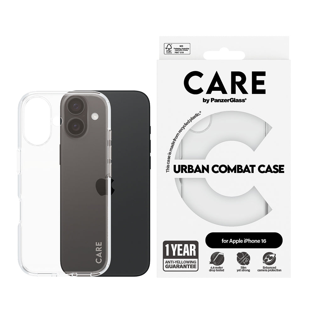 Futrola za Apple iPhone 16, PanzerGlass, Care Urban Combat, Prozirna