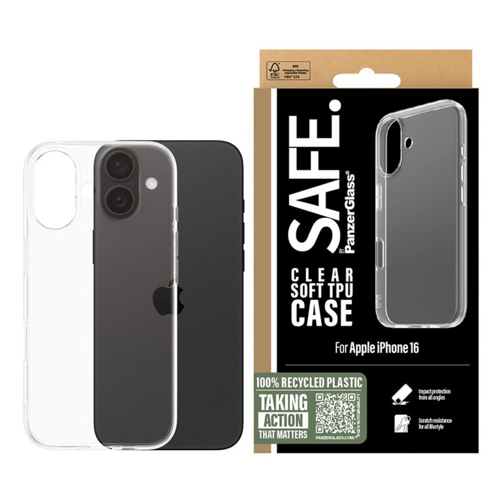 Futrola za Apple iPhone 16, PanzerGlass, Safe., Prozirna