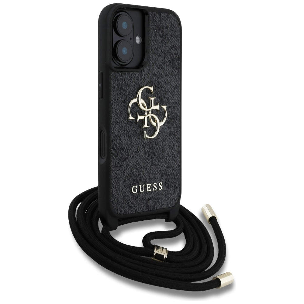 Futrola za Apple iPhone 16 Plus, Guess, 4G CBDY Big Logo with Cord Strap, Crna