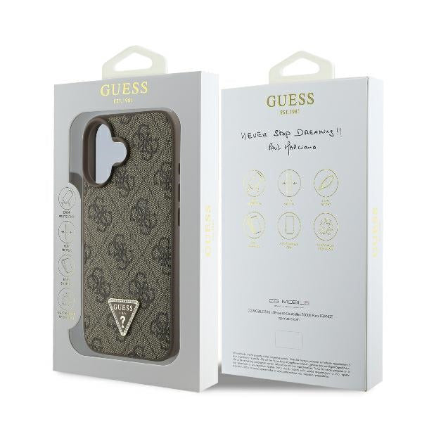Futrola za Apple iPhone 16 Plus, Guess, 4G Triangle Strass, Smeđa