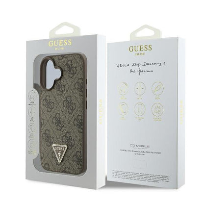 Futrola za Apple iPhone 16 Plus, Guess, 4G Triangle Strass, Smeđa