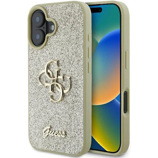 Futrola za Apple iPhone 16 Plus, Guess, Fixed Glitter Big 4G, Zlatna