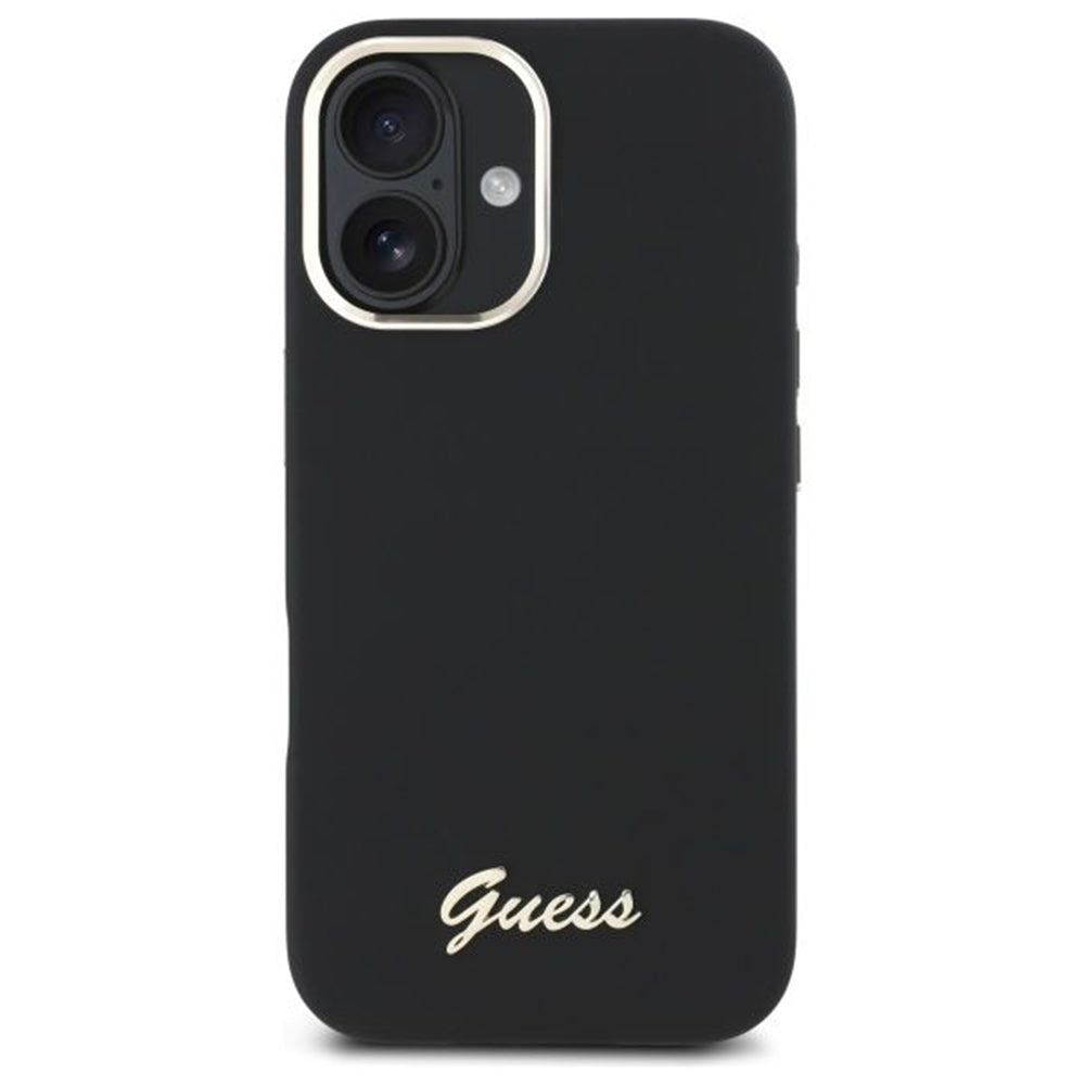 Futrola za Apple iPhone 16 Plus, Guess, Script Metal Logo & Frame, Crna