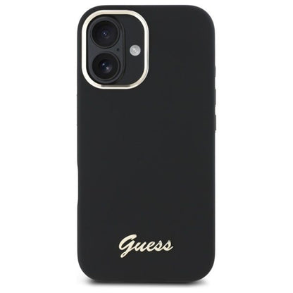 Futrola za Apple iPhone 16 Plus, Guess, Script Metal Logo & Frame, Crna