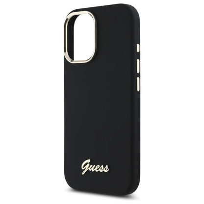 Futrola za Apple iPhone 16 Plus, Guess, Script Metal Logo & Frame, Crna