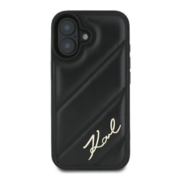 Futrola za Apple iPhone 16 Plus, Karl Lagerfeld, Diagonal Quilted Script, Crna