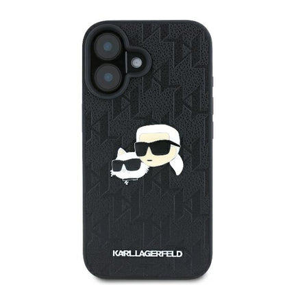 Futrola za Apple iPhone 16 Plus, Karl Lagerfeld, Monogram Karl & Choupette's Heads, Crna