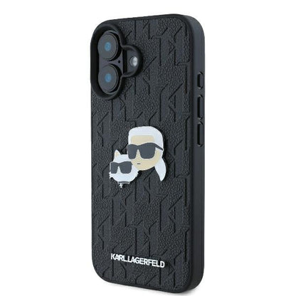 Futrola za Apple iPhone 16 Plus, Karl Lagerfeld, Monogram Karl & Choupette's Heads, Crna