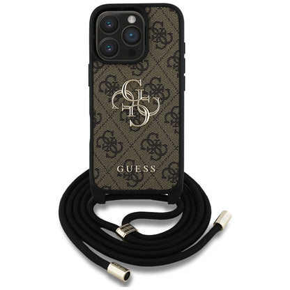 Futrola za Apple iPhone 16 Pro, Guess, 4G CBDY Big Logo with Cord Strap, Smeđa