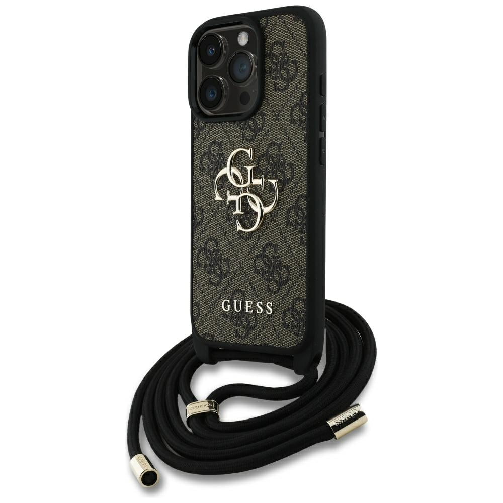 Futrola za Apple iPhone 16 Pro, Guess, 4G CBDY Big Logo with Cord Strap, Smeđa