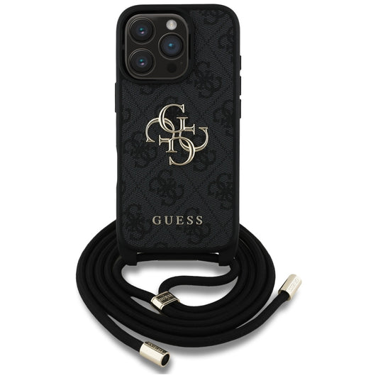 Futrola za Apple iPhone 16 Pro, Guess, 4G CBDY Big Logo with Cord Strap, Crna