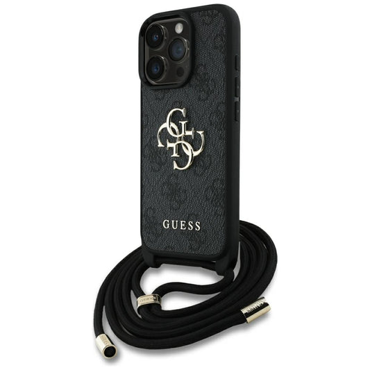 Futrola za Apple iPhone 16 Pro, Guess, 4G CBDY Big Logo with Cord Strap, Crna