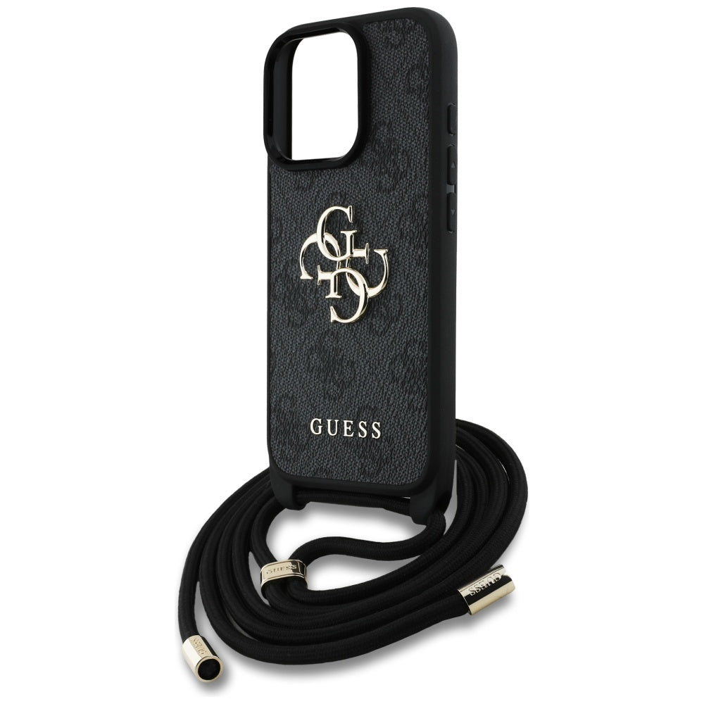 Futrola za Apple iPhone 16 Pro, Guess, 4G CBDY Big Logo with Cord Strap, Crna