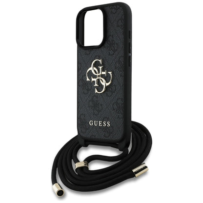 Futrola za Apple iPhone 16 Pro, Guess, 4G CBDY Big Logo with Cord Strap, Crna