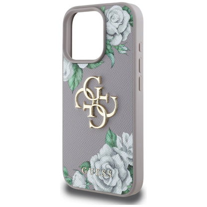Futrola za Apple iPhone 16 Pro, Guess, 4G Grained Roses Big Logo, Ljubičasta