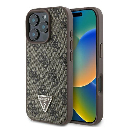 Futrola za Apple iPhone 16 Pro, Guess, 4G Triangle Strass, Smeđa