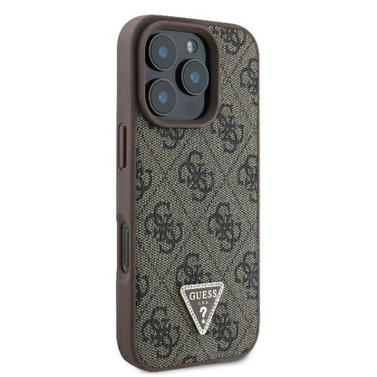 Futrola za Apple iPhone 16 Pro, Guess, 4G Triangle Strass, Smeđa
