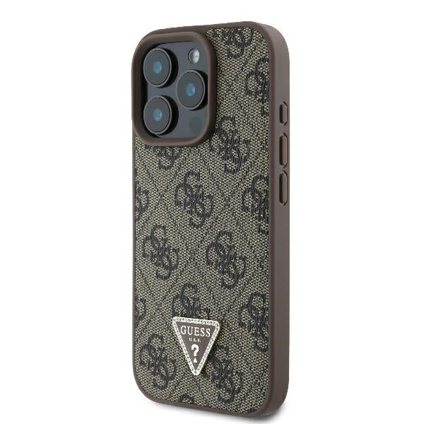 Futrola za Apple iPhone 16 Pro, Guess, 4G Triangle Strass, Smeđa