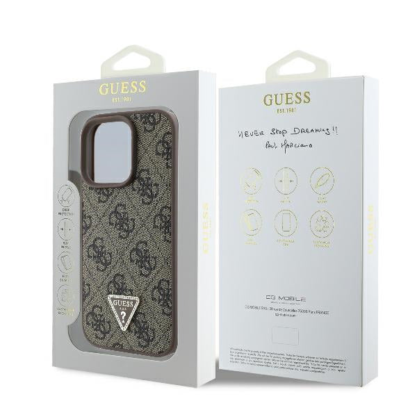 Futrola za Apple iPhone 16 Pro, Guess, 4G Triangle Strass, Smeđa