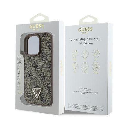 Futrola za Apple iPhone 16 Pro, Guess, 4G Triangle Strass, Smeđa