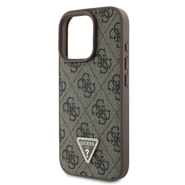 Futrola za Apple iPhone 16 Pro, Guess, 4G Triangle Strass, Smeđa
