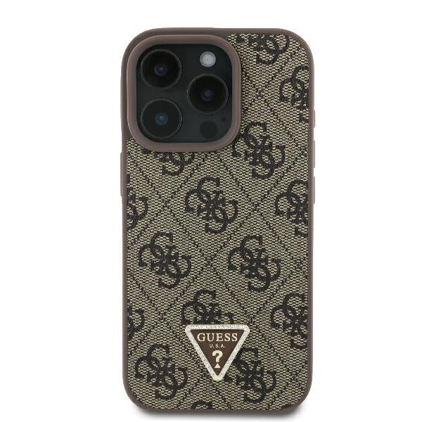 Futrola za Apple iPhone 16 Pro, Guess, Crossbody 4G Triangle Strass, Smeđa