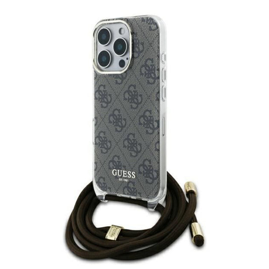 Futrola za Apple iPhone 16 Pro, Guess, Crossbody Cord 4G Print, Smeđa