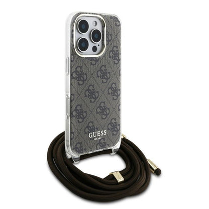 Futrola za Apple iPhone 16 Pro, Guess, Crossbody Cord 4G Print, Smeđa