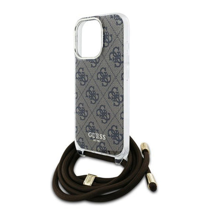 Futrola za Apple iPhone 16 Pro, Guess, Crossbody Cord 4G Print, Smeđa