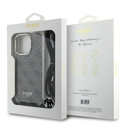 Futrola za Apple iPhone 16 Pro, Guess, Crossbody Cord 4G Print, Smeđa