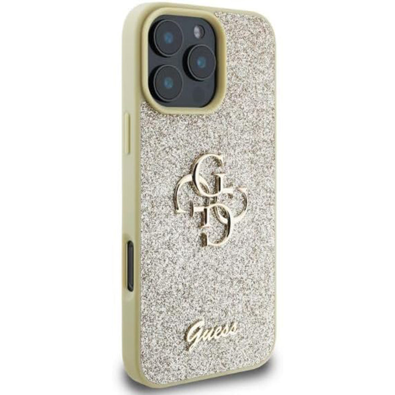 Futrola za Apple iPhone 16 Pro, Guess, Fixed Glitter Big 4G, Zlatna