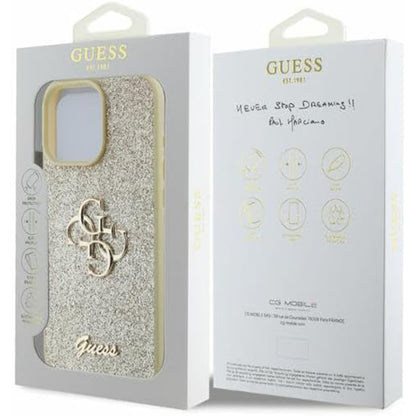 Futrola za Apple iPhone 16 Pro, Guess, Fixed Glitter Big 4G, Zlatna