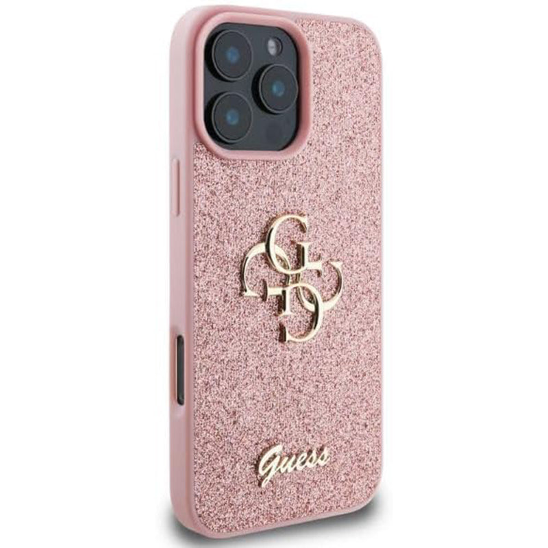 Futrola za Apple iPhone 16 Pro, Guess, Fixed Glitter Big 4G, Roza