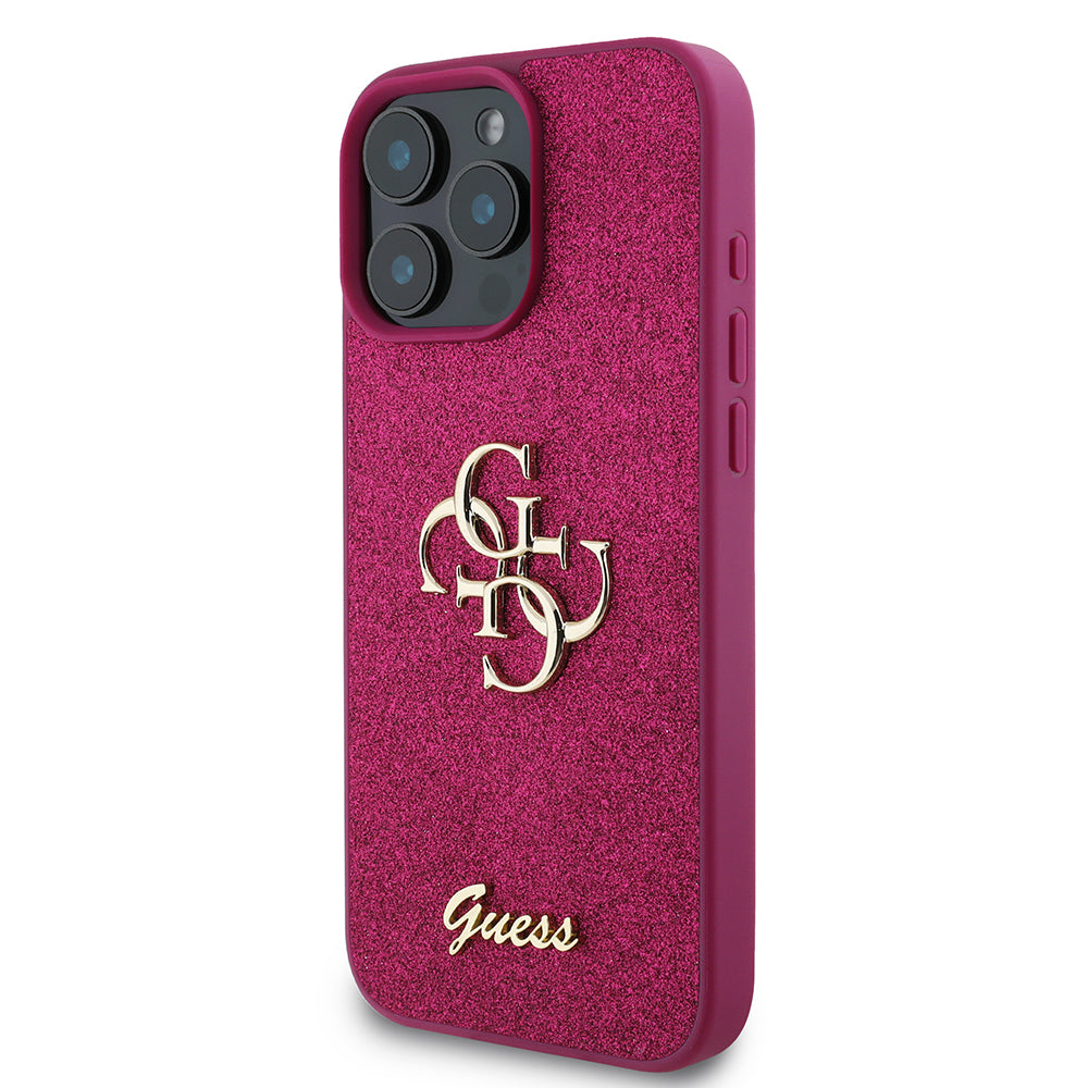 Futrola za Apple iPhone 16 Pro, Guess, Glitter Big 4G Script, Magenta