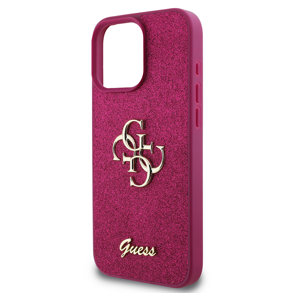 Futrola za Apple iPhone 16 Pro, Guess, Glitter Big 4G Script, Magenta