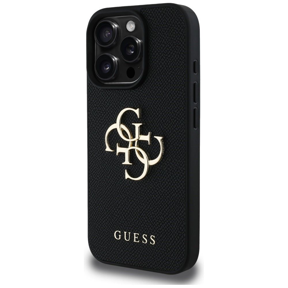 Futrola za Apple iPhone 16 Pro, Guess, Grained Big 4G Logo Small Classic Logo, Crna