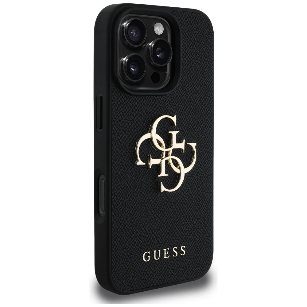 Futrola za Apple iPhone 16 Pro, Guess, Grained Big 4G Logo Small Classic Logo, Crna