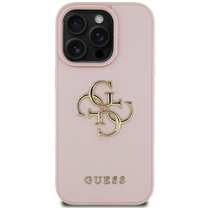 Futrola za Apple iPhone 16 Pro, Guess, Grained Big 4G Logo Small Classic Logo, Roza