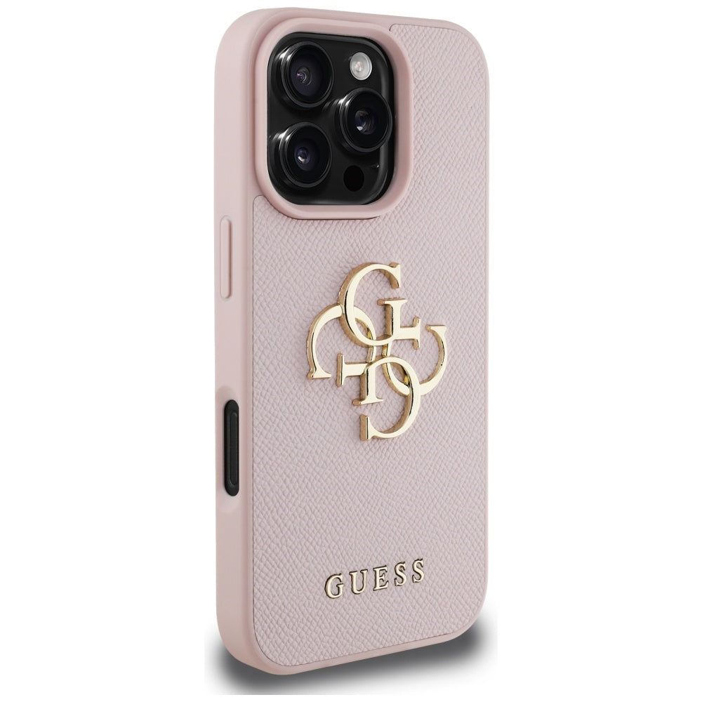 Futrola za Apple iPhone 16 Pro, Guess, Grained Big 4G Logo Small Classic Logo, Roza
